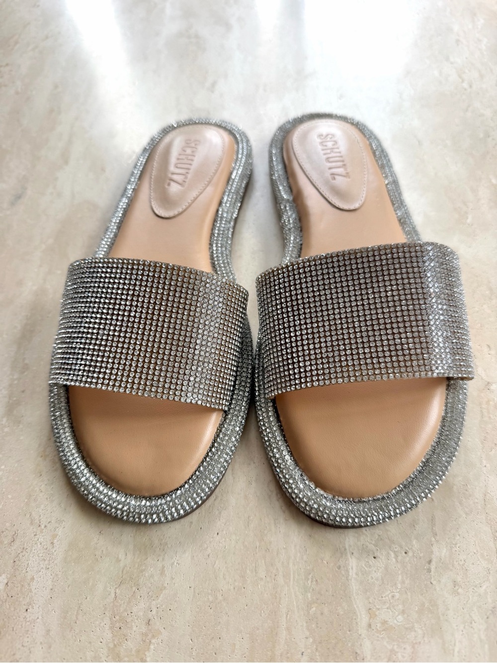 SCHUTZ Alcina Crystal Embellished Flat Sandals